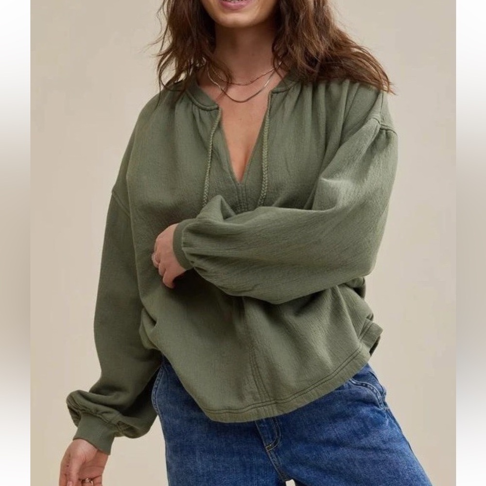 Aerie Olive Green Easy Street Pullover Sweater